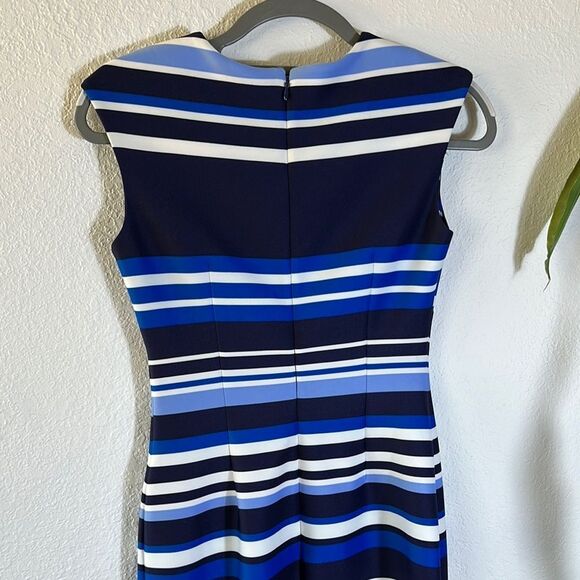 Vince Camuto Elegant Striped Blue Dress - Picture 7 of 9